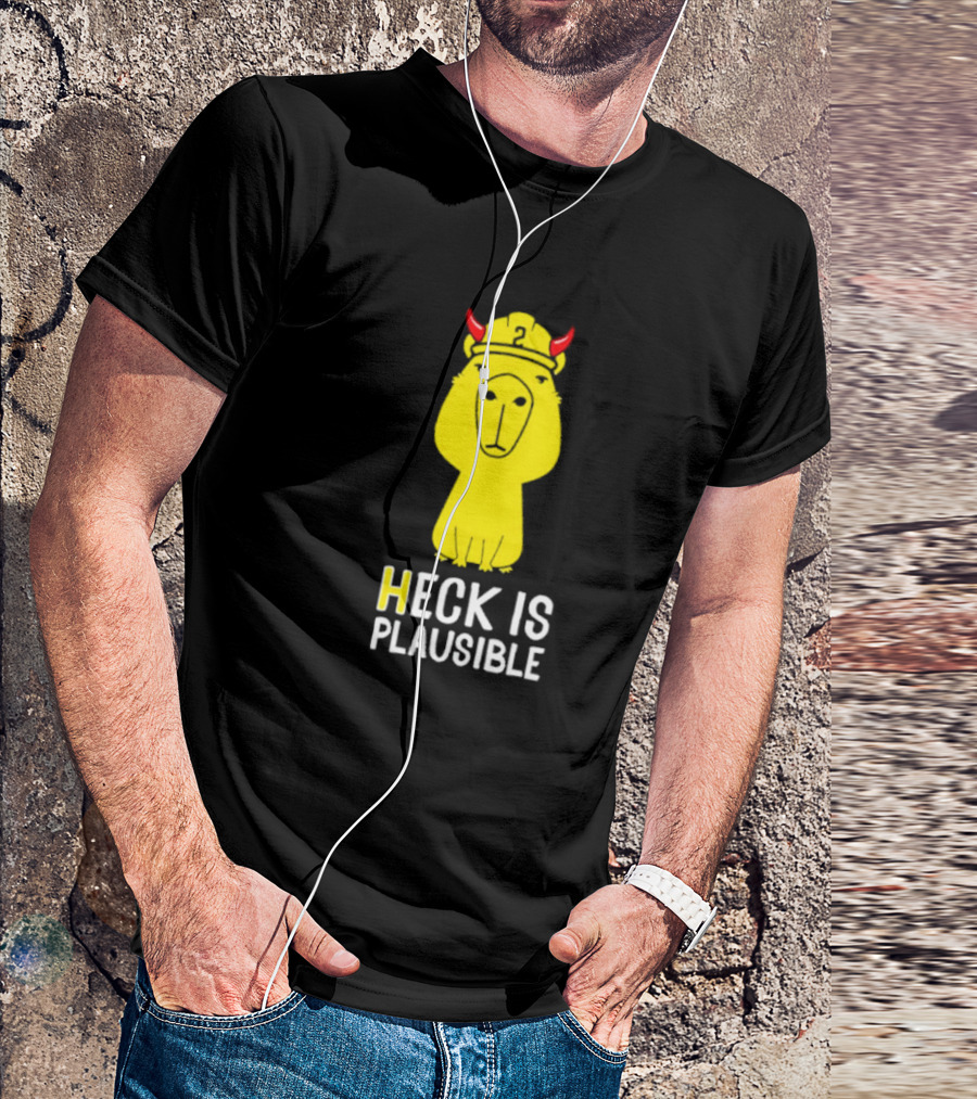 HECK IS PLAUSIBLE 2 Red Horned Yellow Character T-Shirt