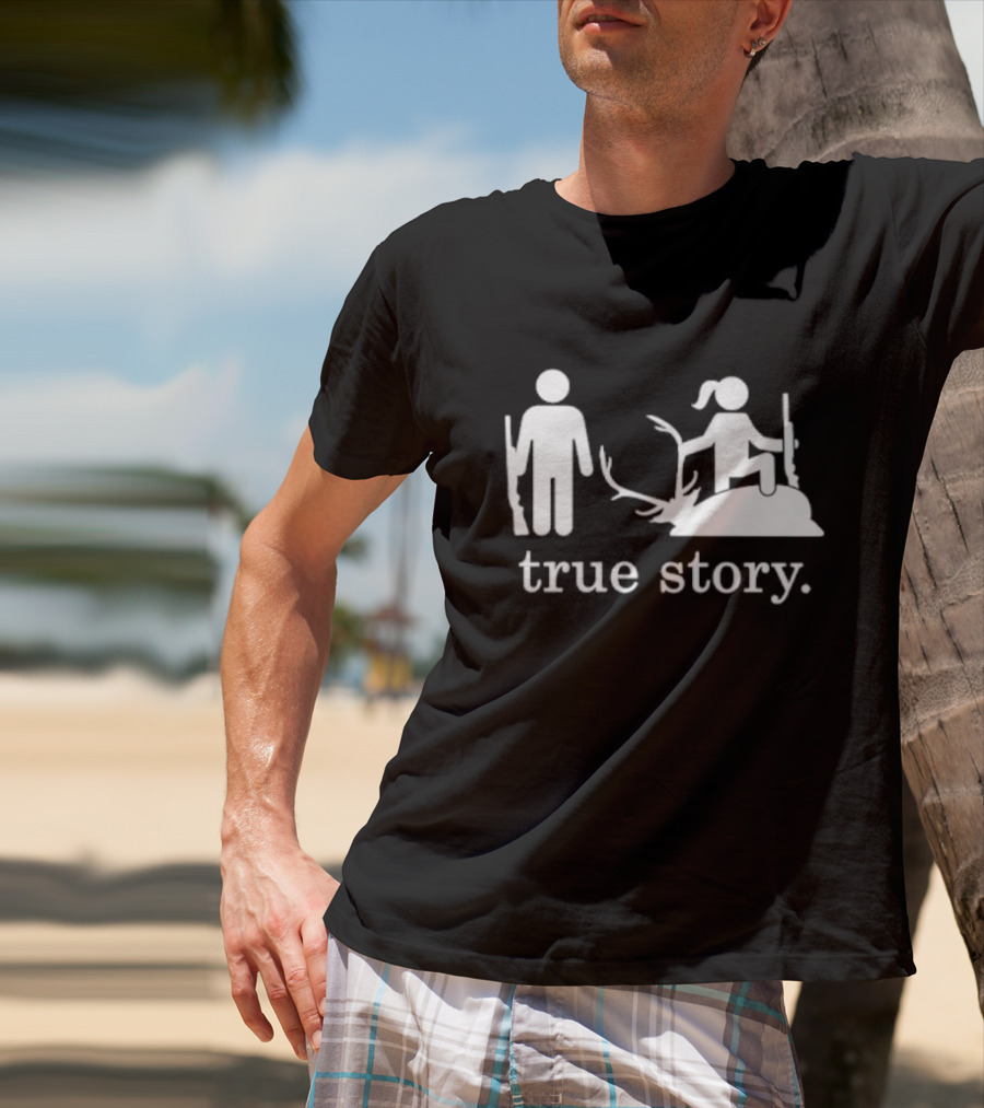 Hunting True Story Deer Silhouette With Rifle Icons T-Shirt