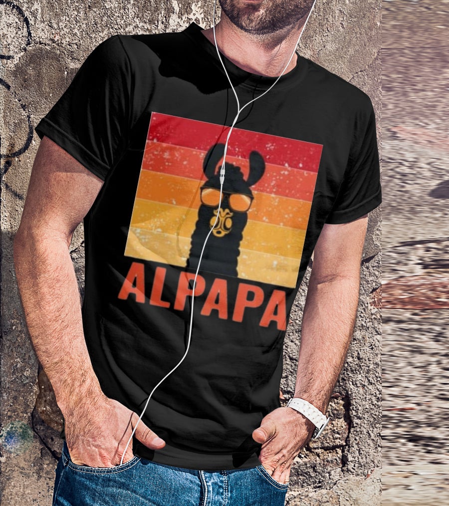 Alpapa Llamafathers Day Vintage Groovy T-Shirt