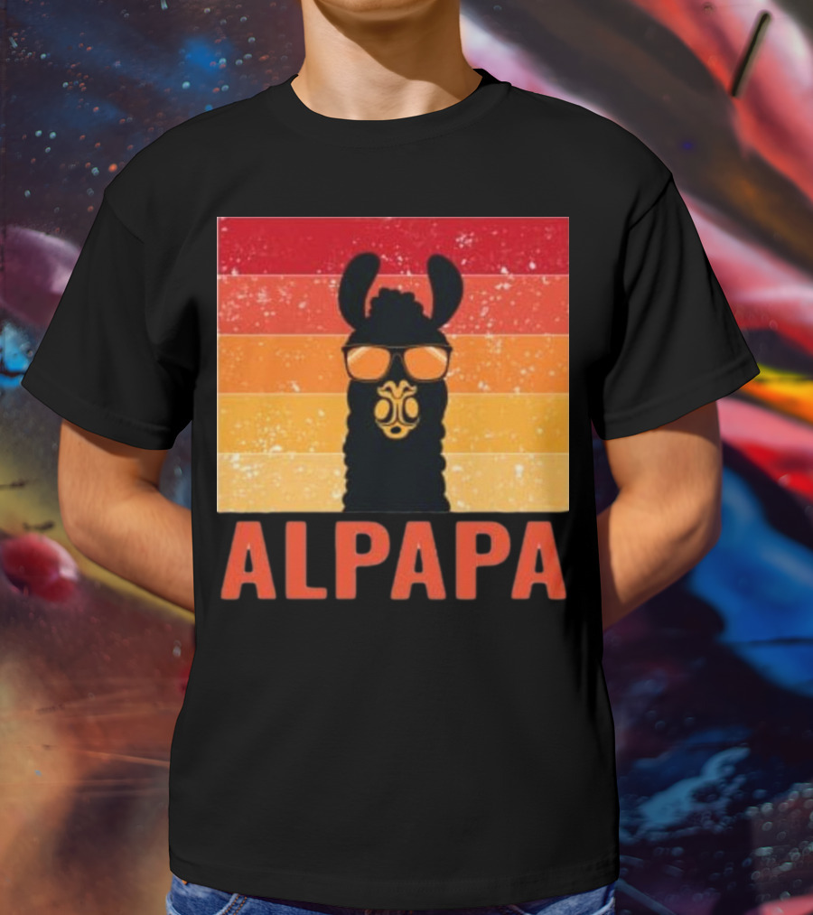 Alpapa Llamafathers Day Vintage Groovy T-Shirt