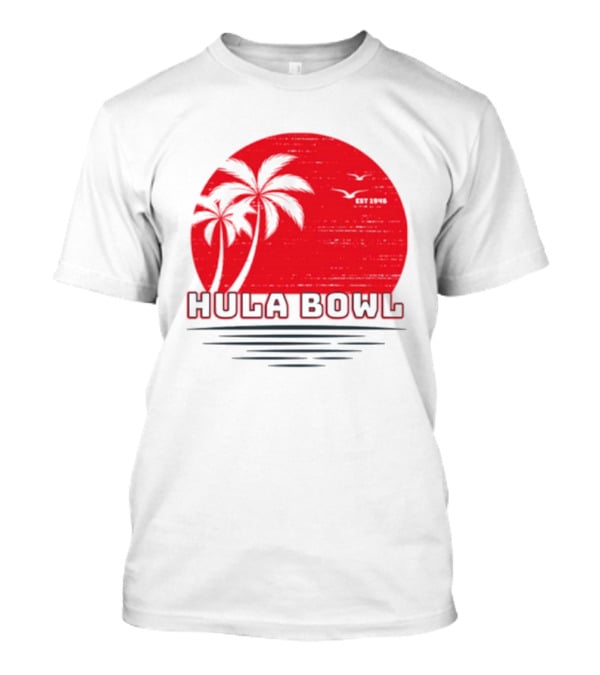 Hula Bowl Established 1946 Red Sunset With Palm Trees T-Shirt