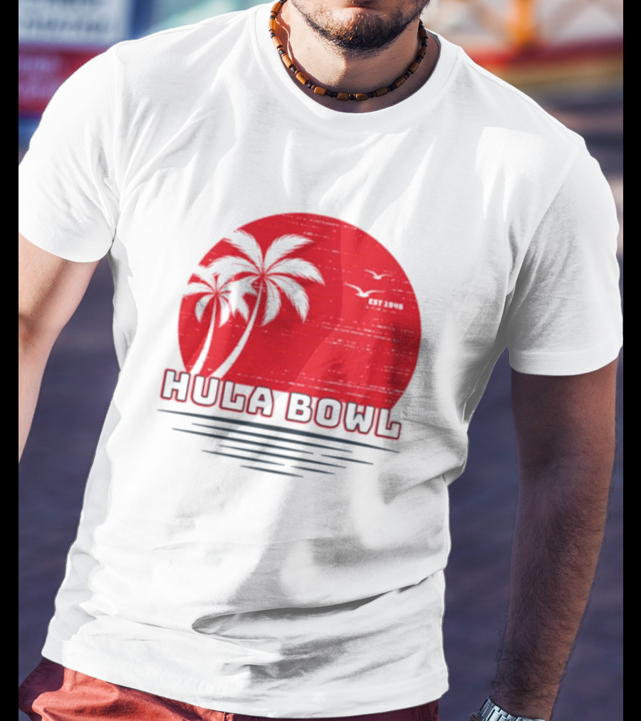 Hula Bowl Established 1946 Red Sunset With Palm Trees T-Shirt
