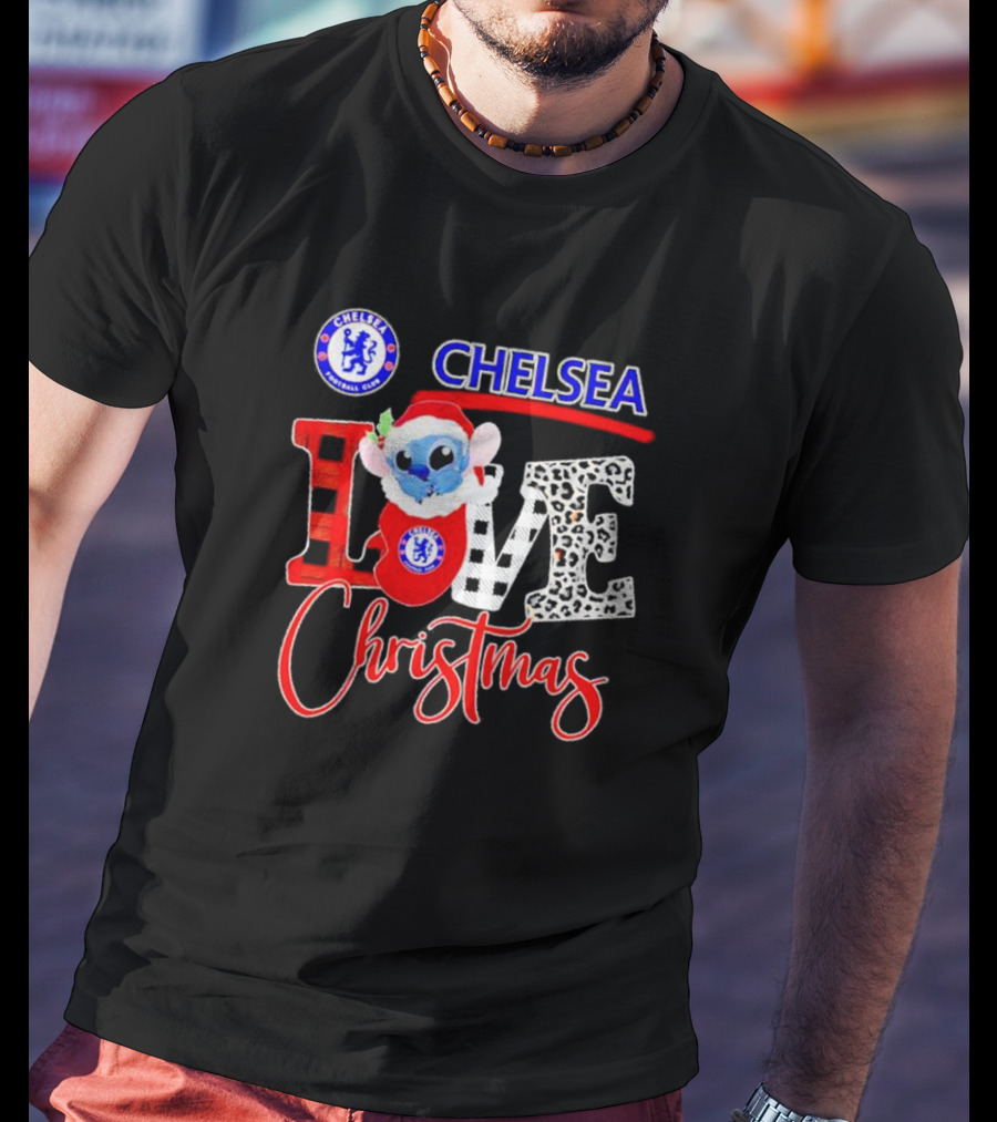 Chelsea Football Club Stitch Love Christmas T-Shirt