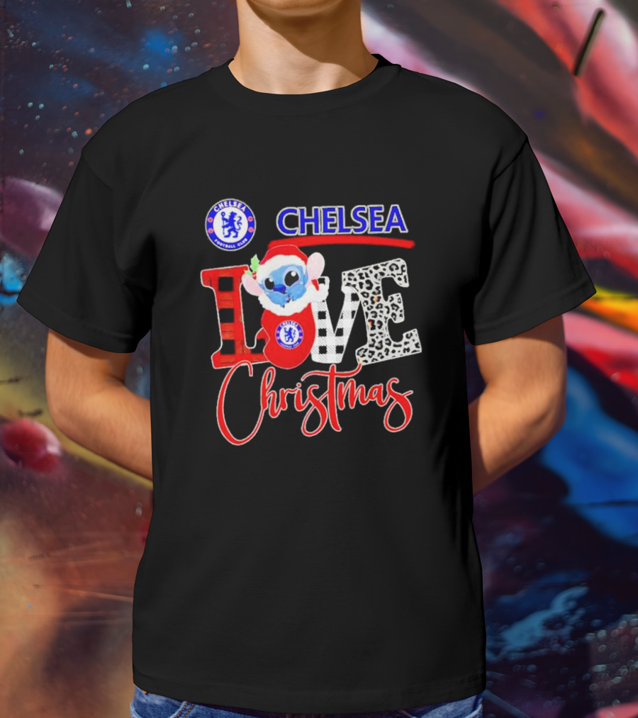 Chelsea Football Club Stitch Love Christmas T-Shirt