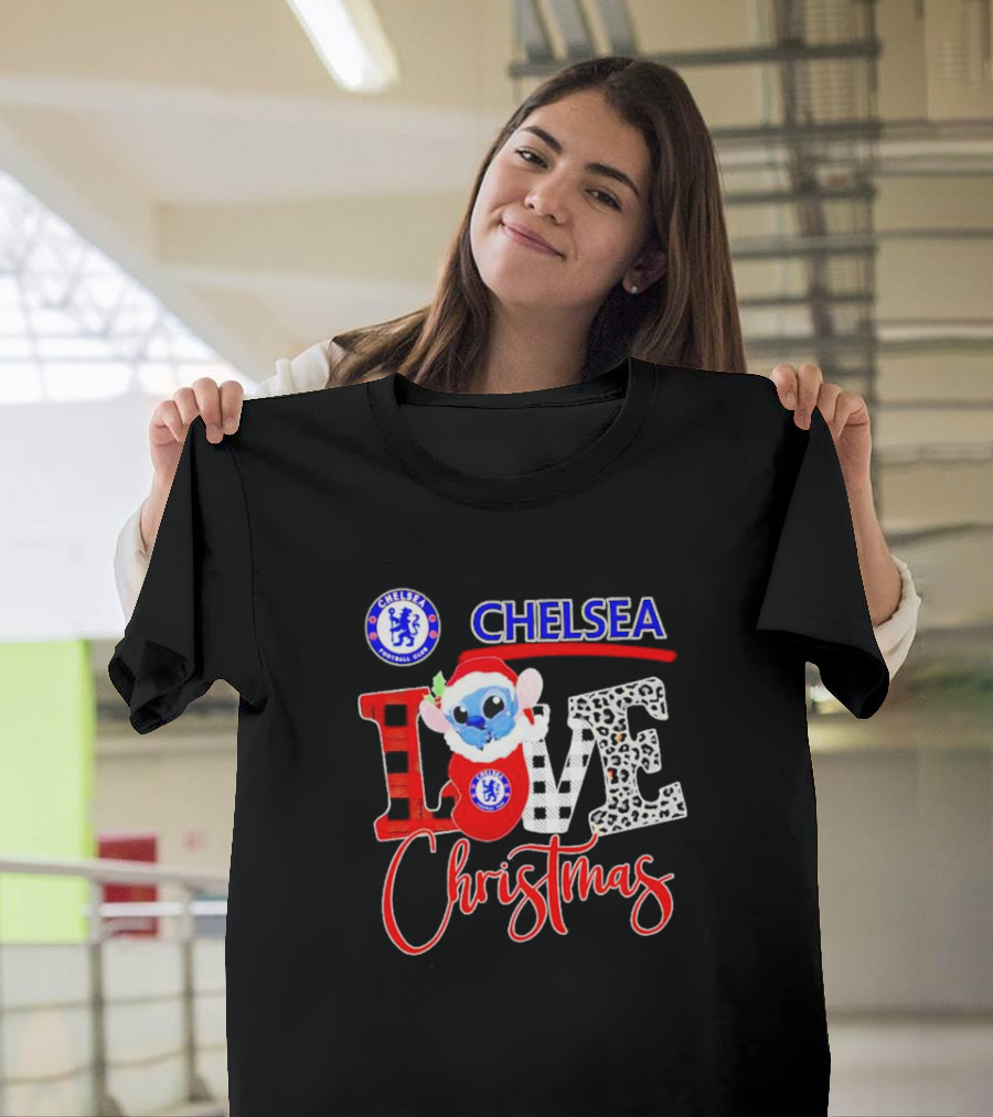 Chelsea Football Club Stitch Love Christmas T-Shirt