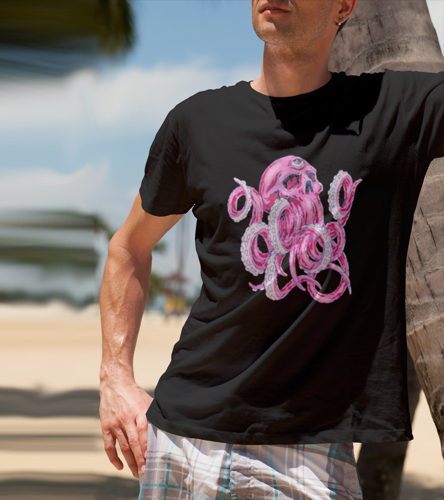 Deep Dark And Dangerous Ddd Red Octopus Skull Alien Tentacles T-Shirt