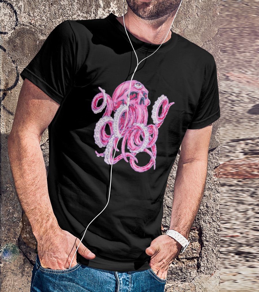 Deep Dark And Dangerous Ddd Red Octopus Skull Alien Tentacles T-Shirt