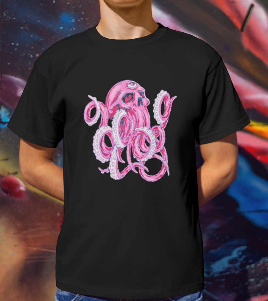 Deep Dark And Dangerous Ddd Red Octopus Skull Alien Tentacles T-Shirt