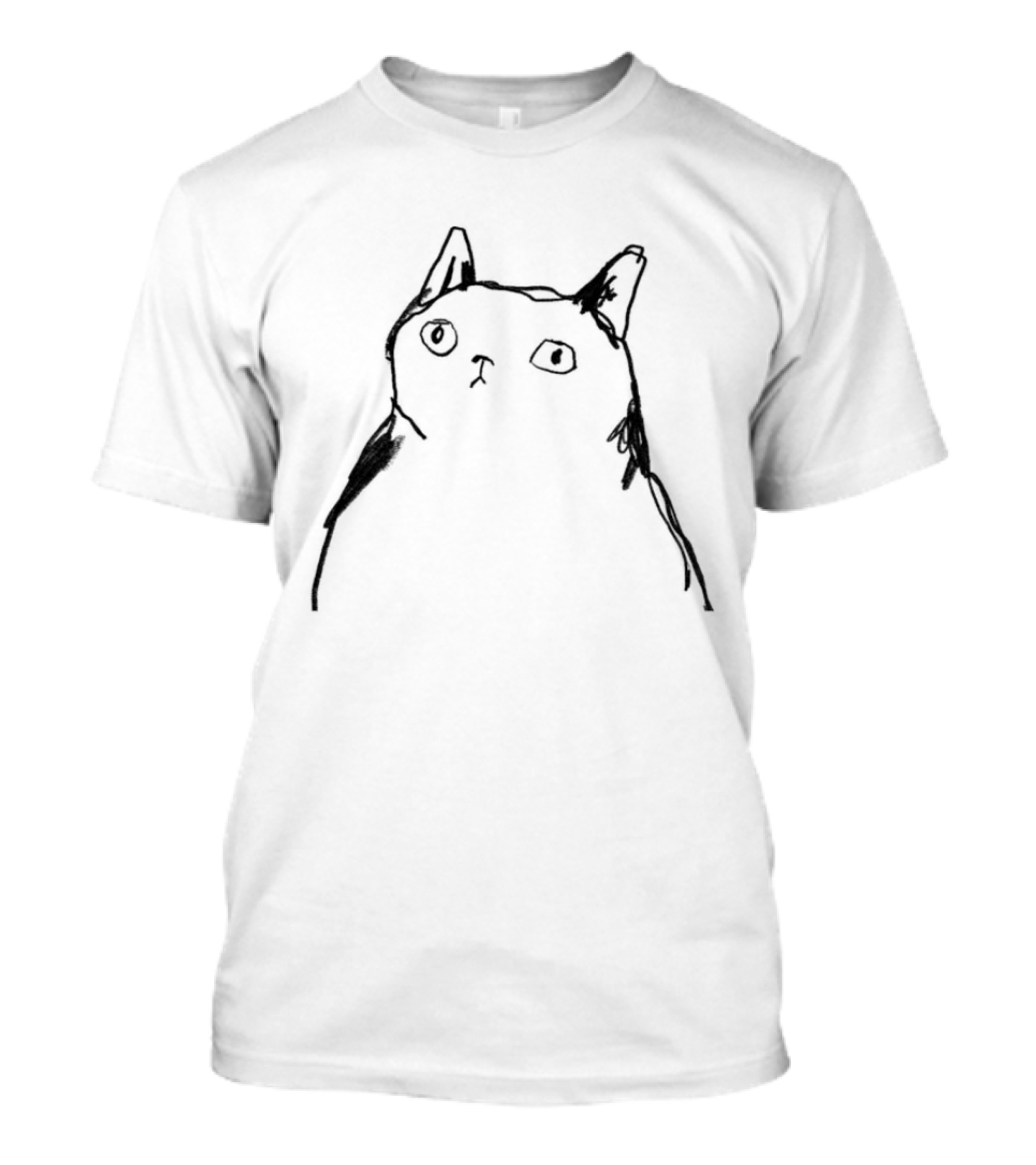 Harriet Lowther Cat I Like Tuna Sketch Drawing Of A Cat With Intrigued Expression T-Shirt