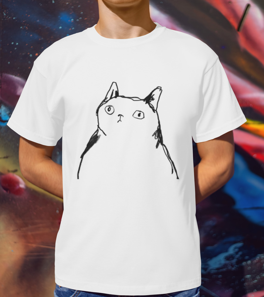 Harriet Lowther Cat I Like Tuna Sketch Drawing Of A Cat With Intrigued Expression T-Shirt