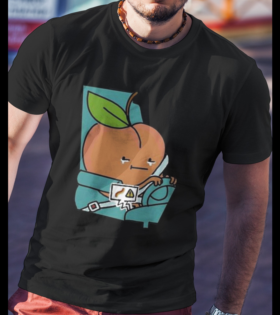 Peach Driving With Tears Fastened In Seatbelt Warning Signal T-Shirt