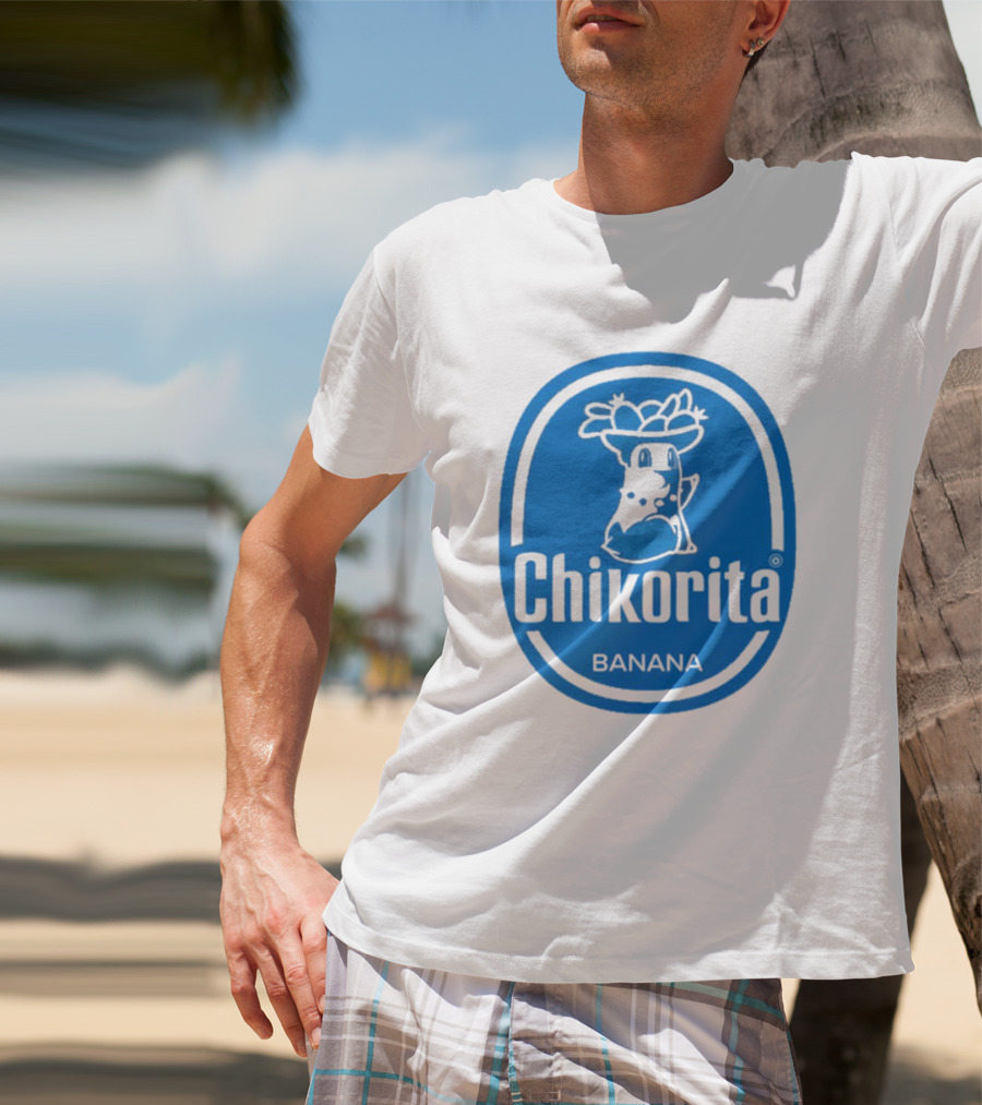Chikorita Banana Crossover Logo Black And Blue T-Shirt