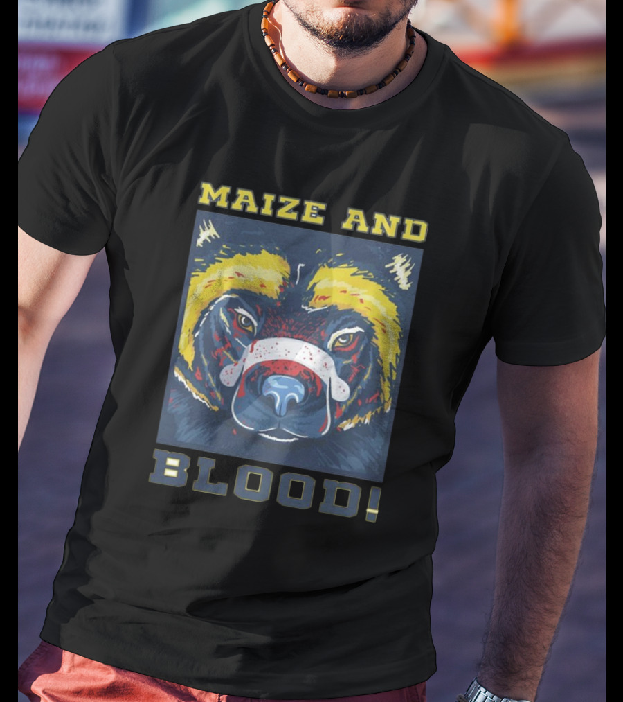 Michigan Wolverines Maize And Blood Wolverine Face T-Shirt