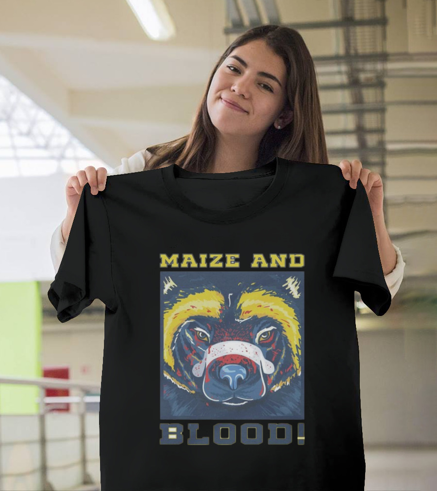 Michigan Wolverines Maize And Blood Wolverine Face T-Shirt