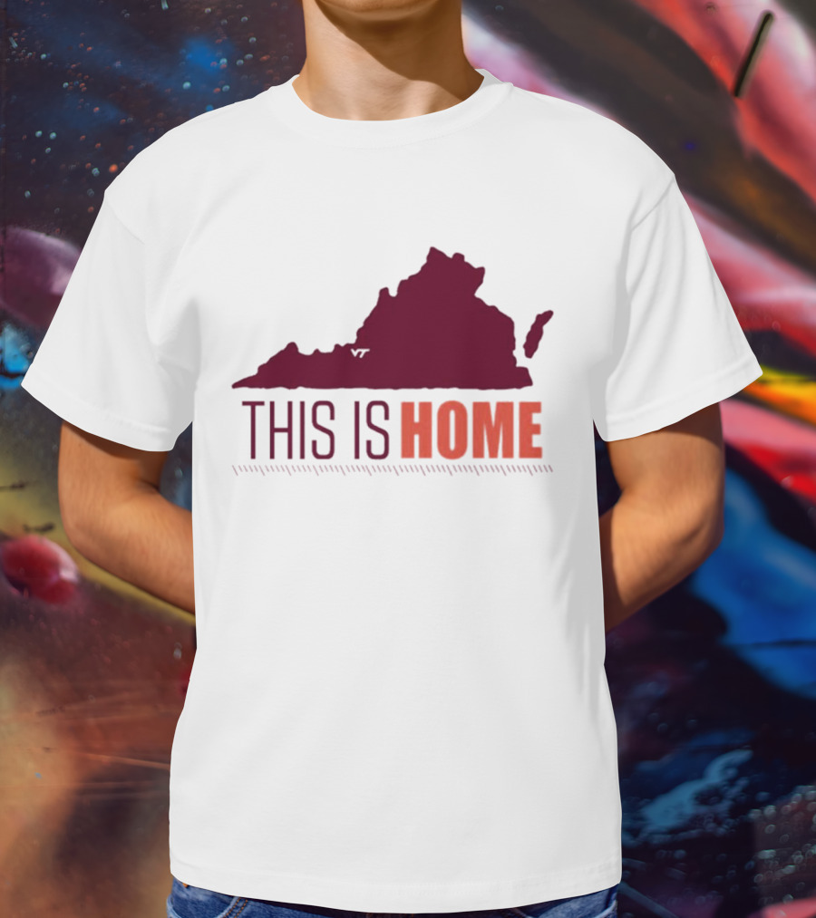 Virginia Tech Football This Is Home Virginia Map T-Shirt