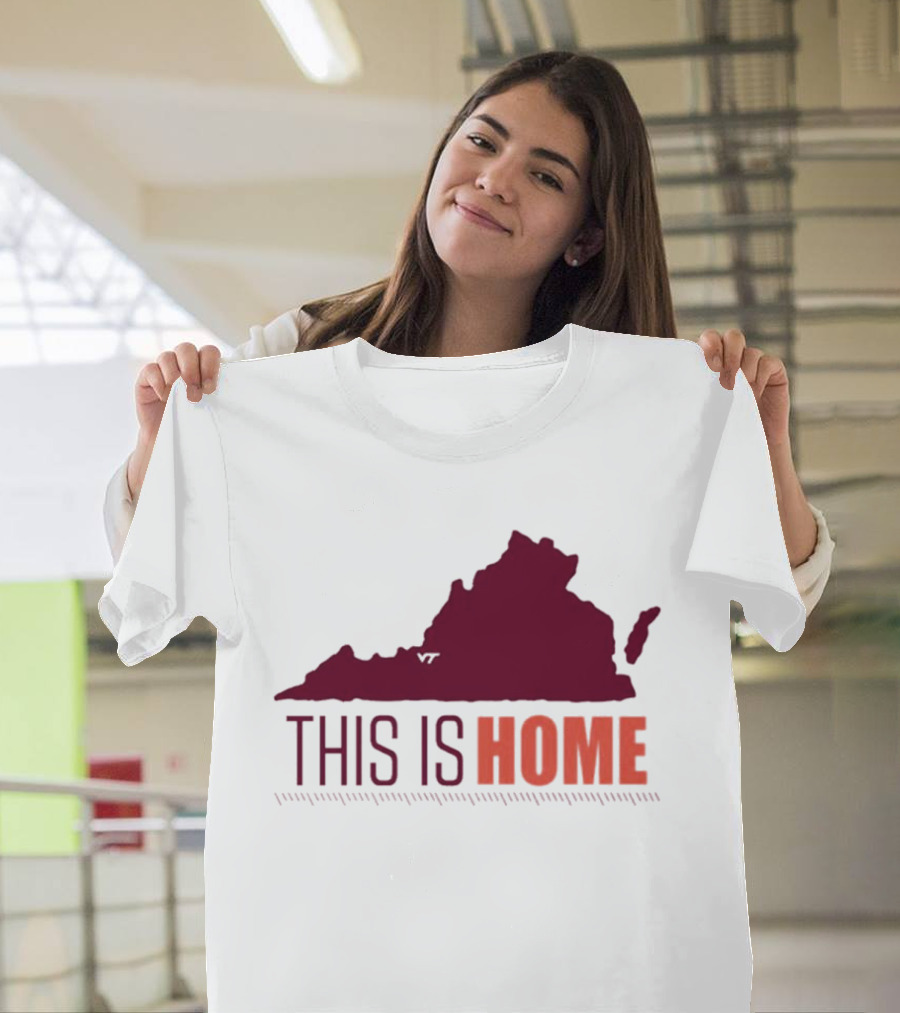 Virginia Tech Football This Is Home Virginia Map T-Shirt