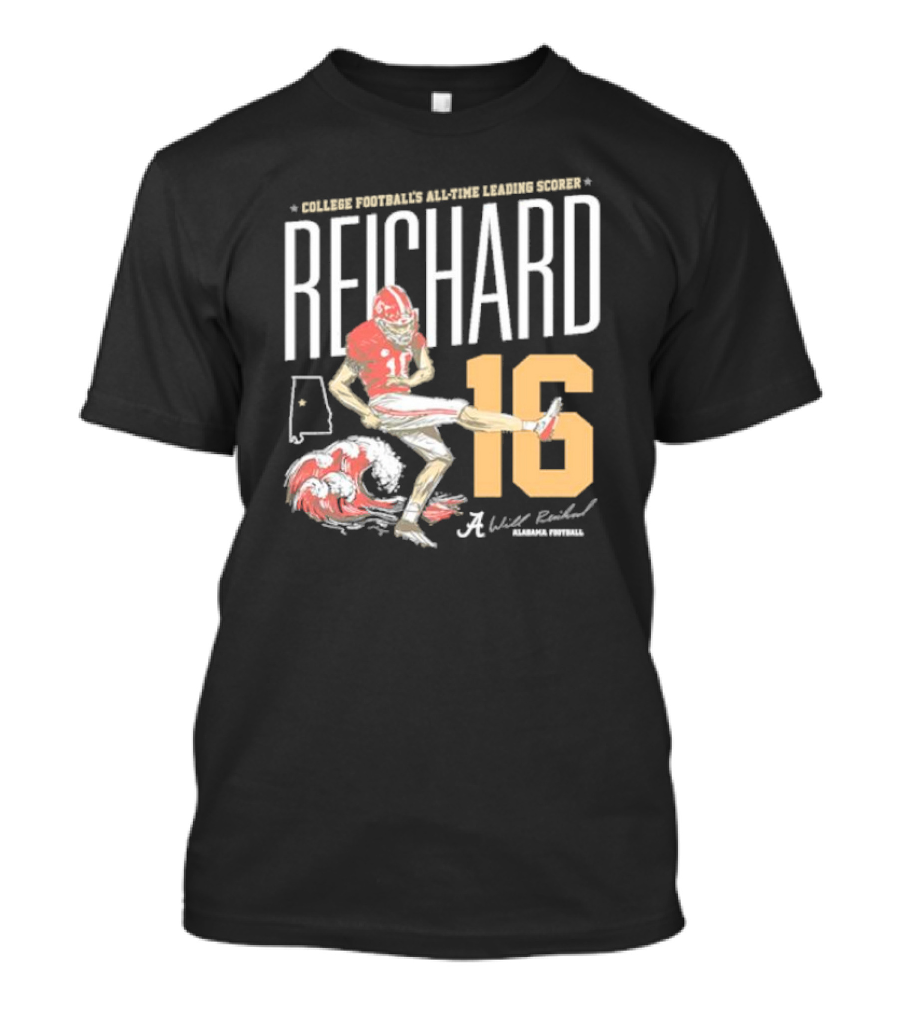 College Football's All-Time Leading Scorer Reichard 16 Alabama Football T-Shirt