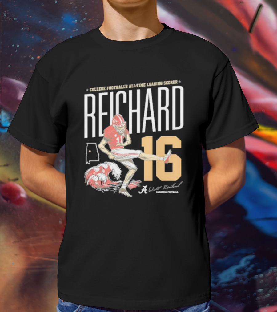 College Football's All-Time Leading Scorer Reichard 16 Alabama Football T-Shirt
