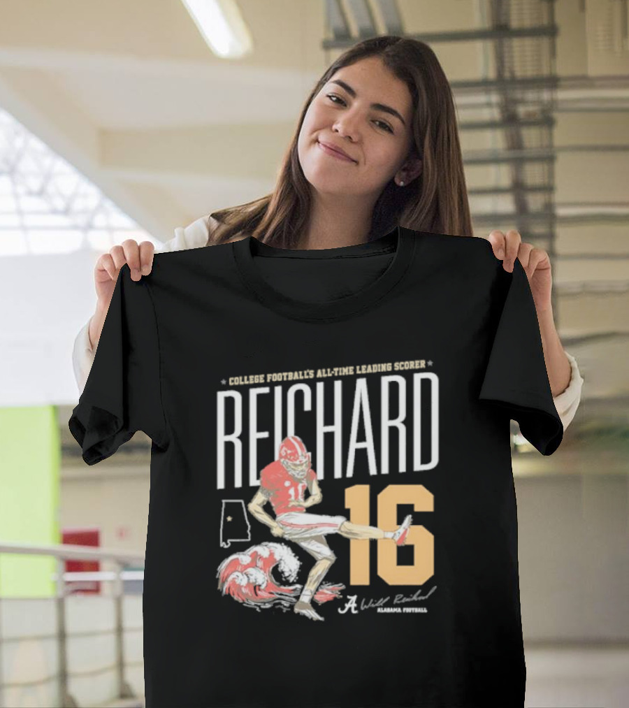 College Football's All-Time Leading Scorer Reichard 16 Alabama Football T-Shirt