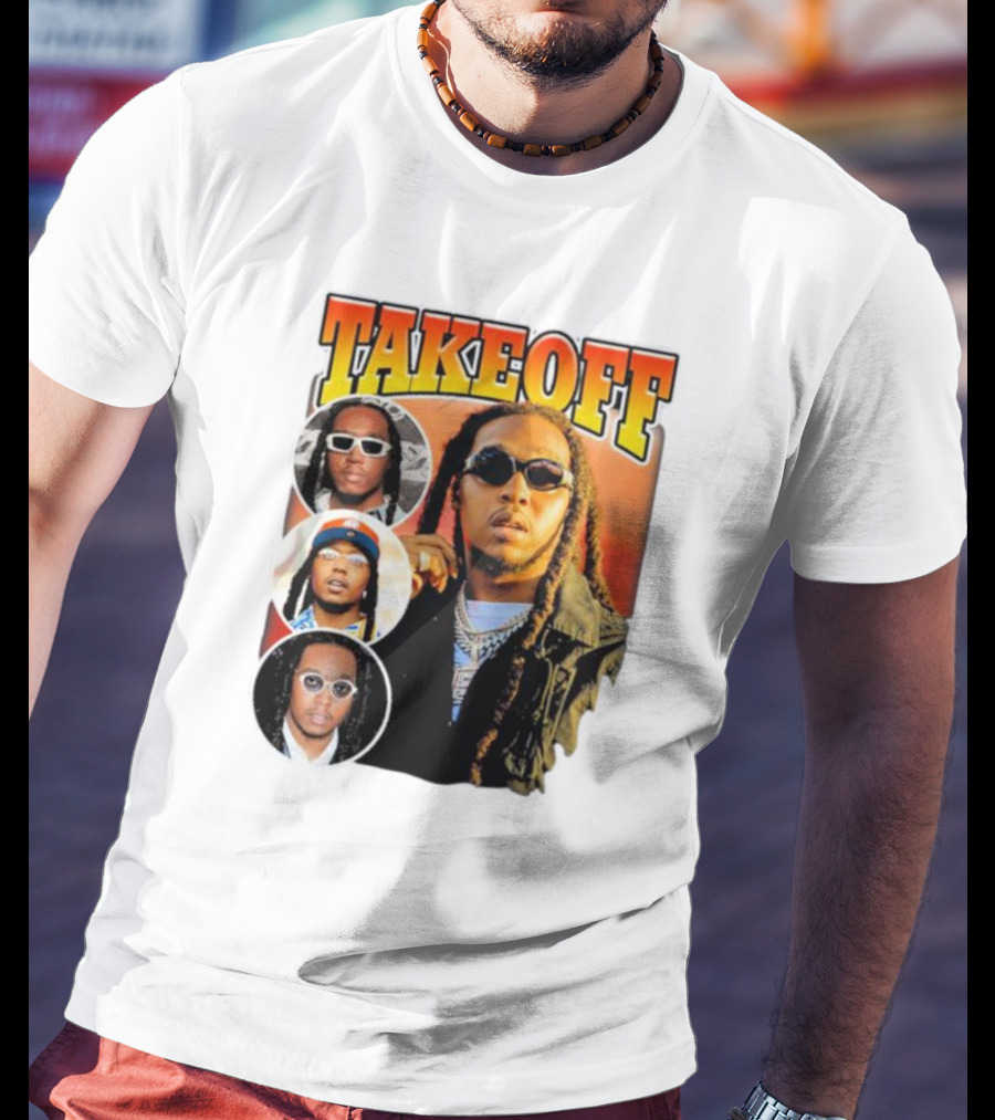 Quavo Migos Takeoff Rapper Tribute Circular Portraits T-Shirt