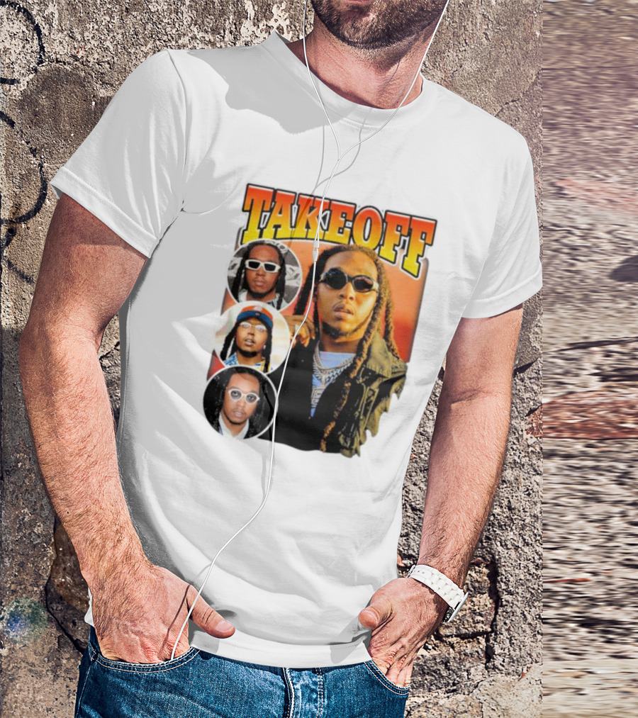 Quavo Migos Takeoff Rapper Tribute Circular Portraits T-Shirt