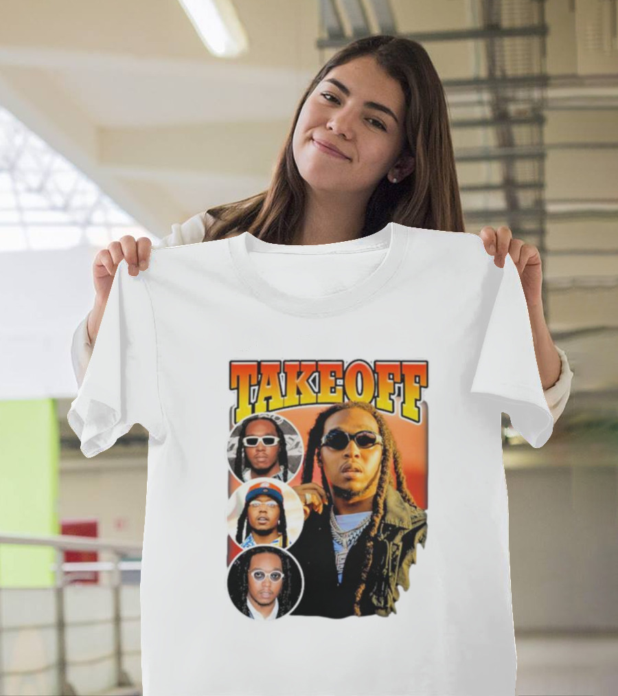 Quavo Migos Takeoff Rapper Tribute Circular Portraits T-Shirt