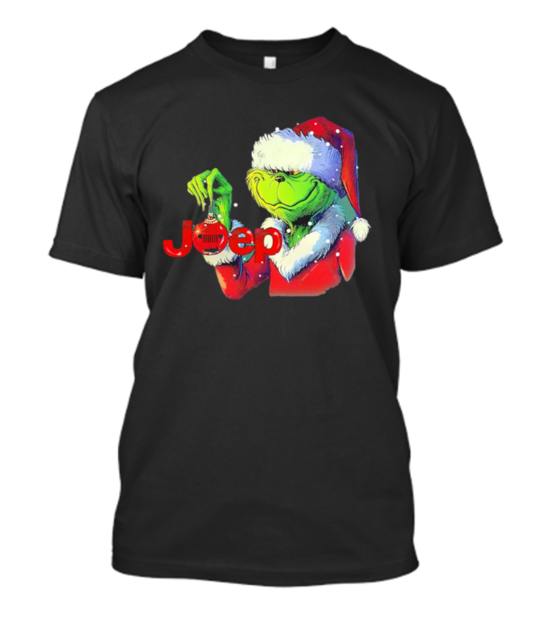 Santa Grinch Holding Jeep Ornament Holiday T-Shirt