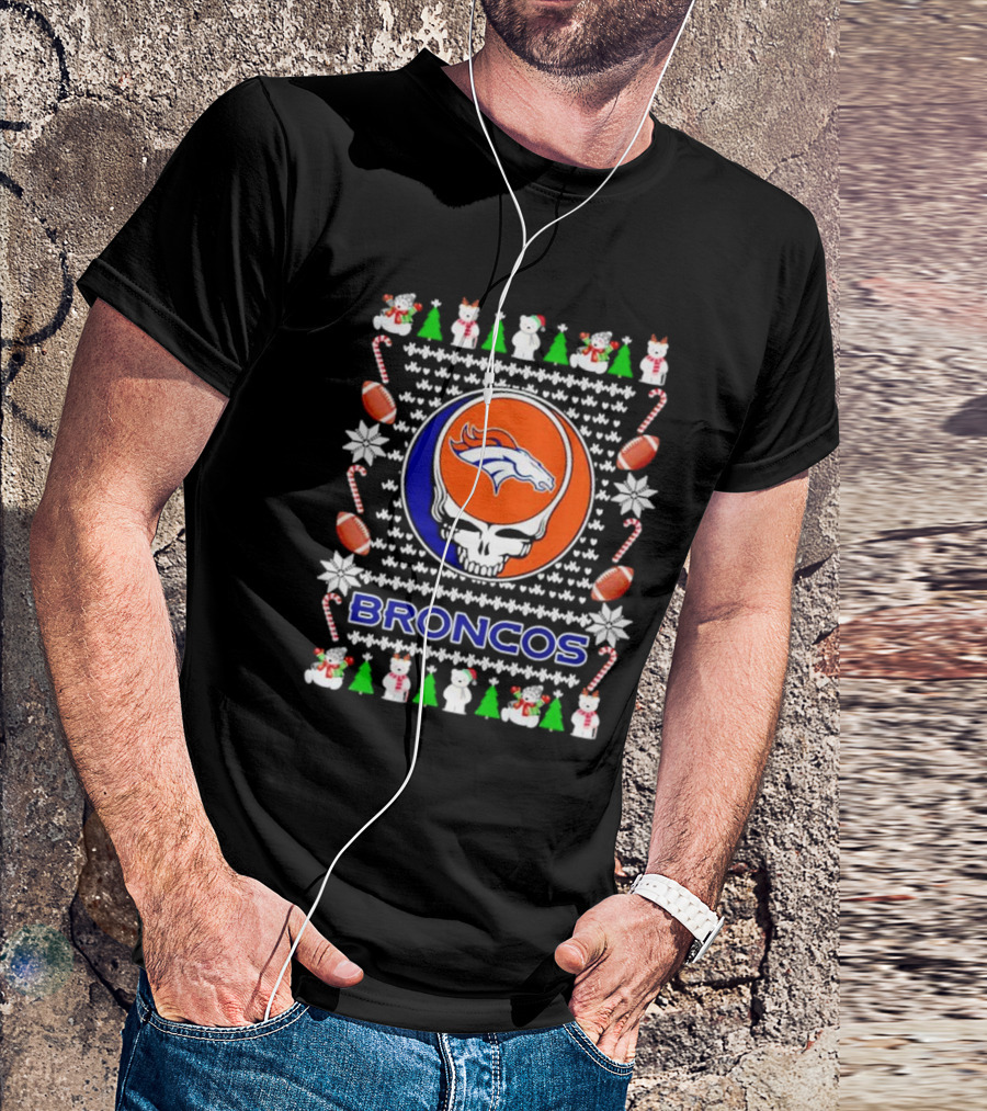 Broncos Festive Skull Holiday T-Shirt