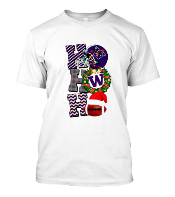 Washington Huskies Football Ho Ho Wreath Helmet Christmas Ball T-Shirt