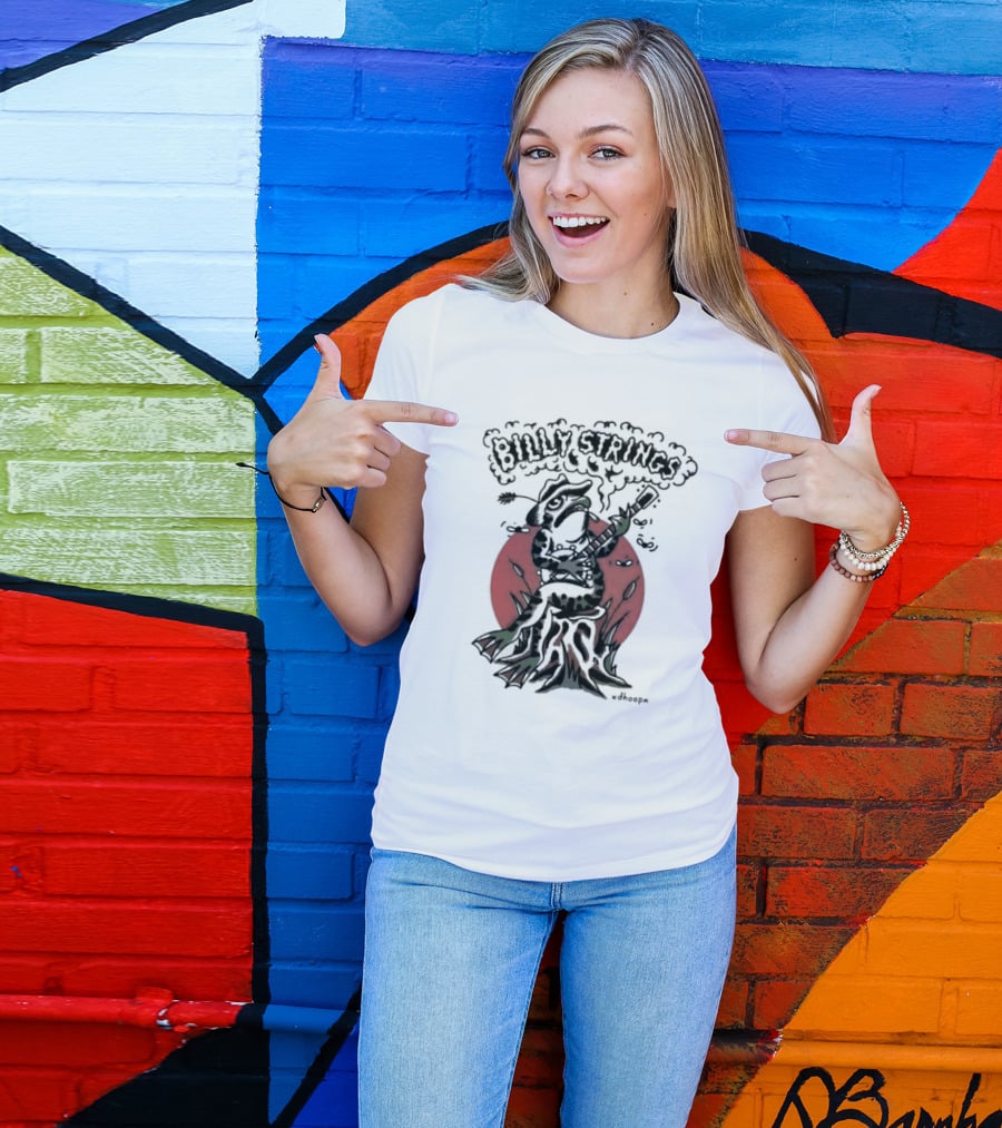 Billy Strings Frog With Guitar And Red Background By V.dhoopn T-Shirt