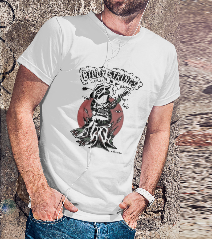 Billy Strings Frog With Guitar And Red Background By V.dhoopn T-Shirt
