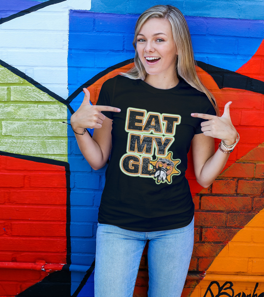 EAT MY GLO Sun Cartoon Eating Globe T-Shirt