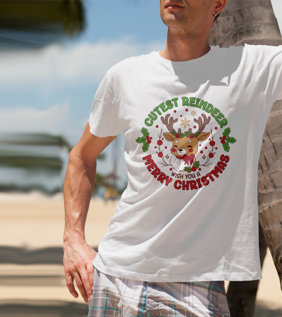 Cutest Reindeer Wish You A Merry Christmas T-Shirt