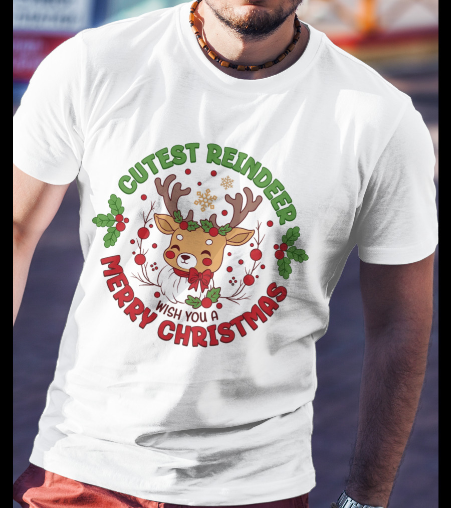 Cutest Reindeer Wish You A Merry Christmas T-Shirt