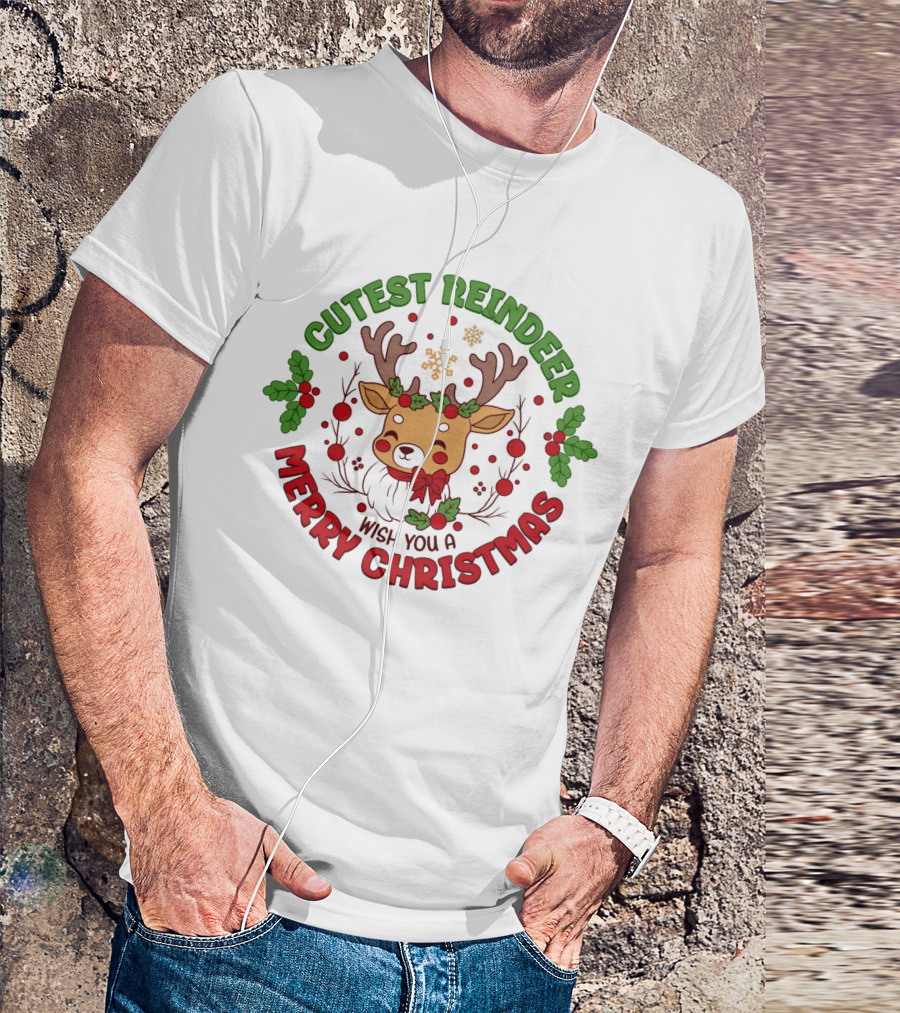 Cutest Reindeer Wish You A Merry Christmas T-Shirt