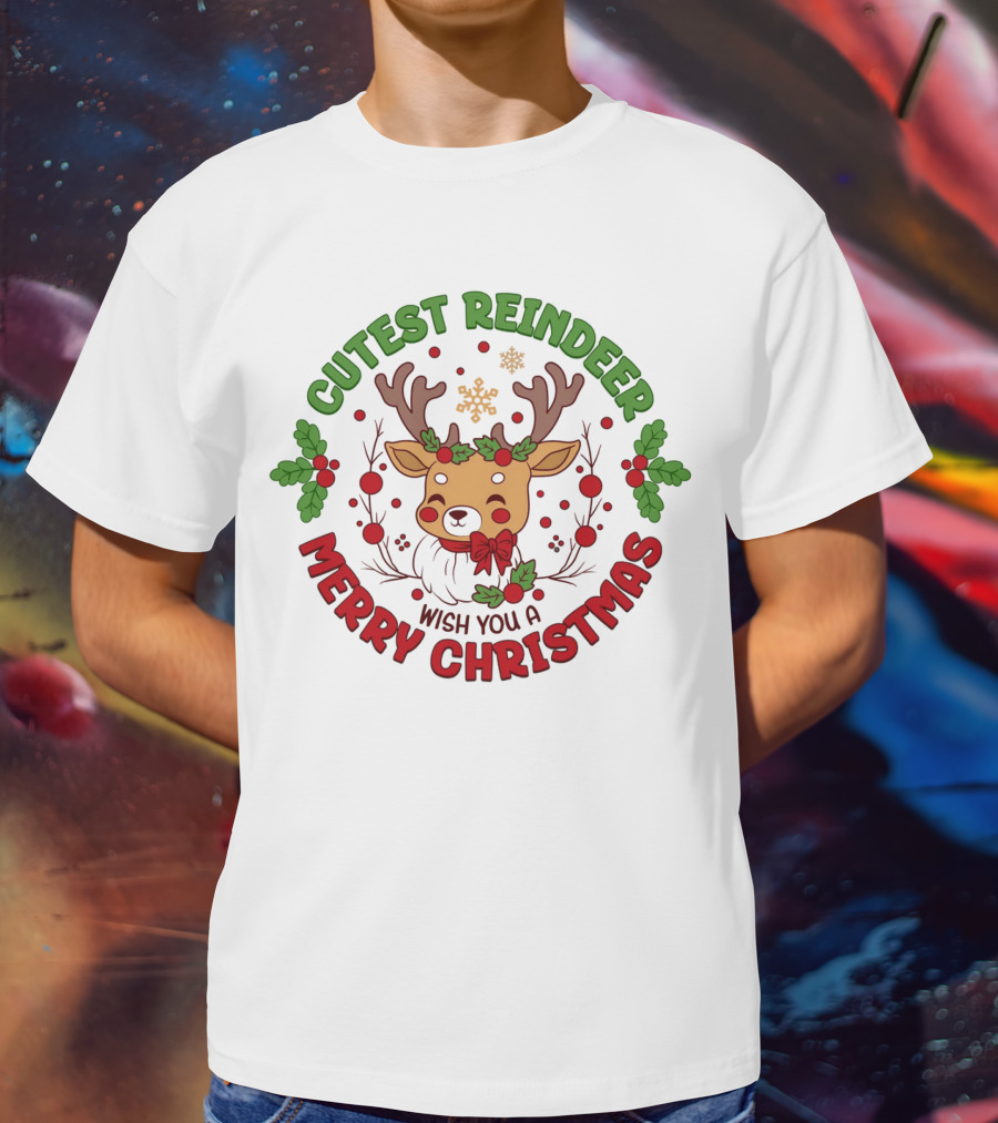 Cutest Reindeer Wish You A Merry Christmas T-Shirt