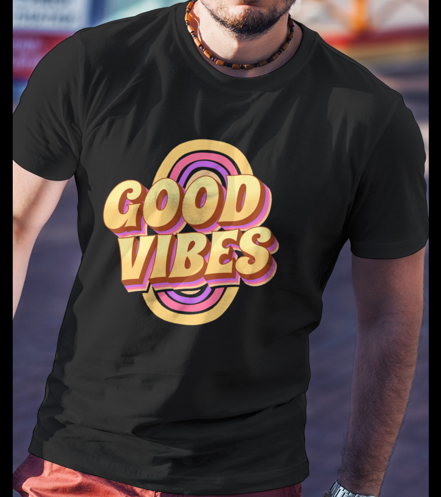 Good Vibes Retro Typography Colorful 70s T-Shirt