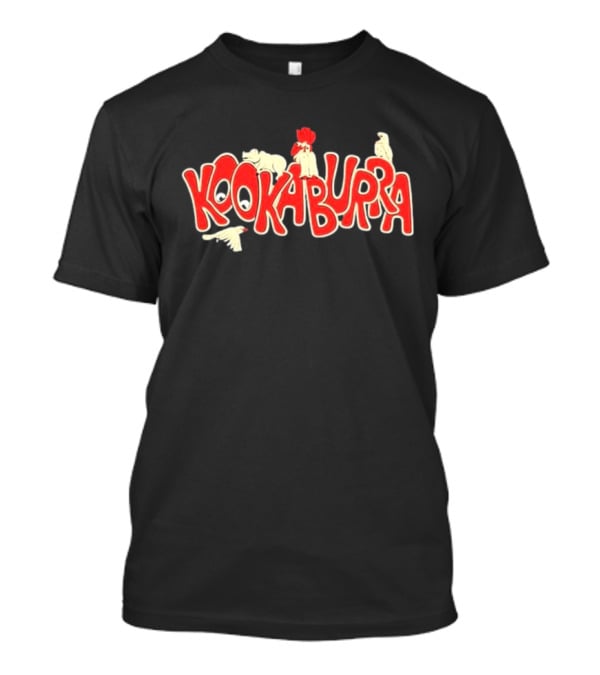 Kookaburra Band Logo With Animals In Red And White T-Shirt