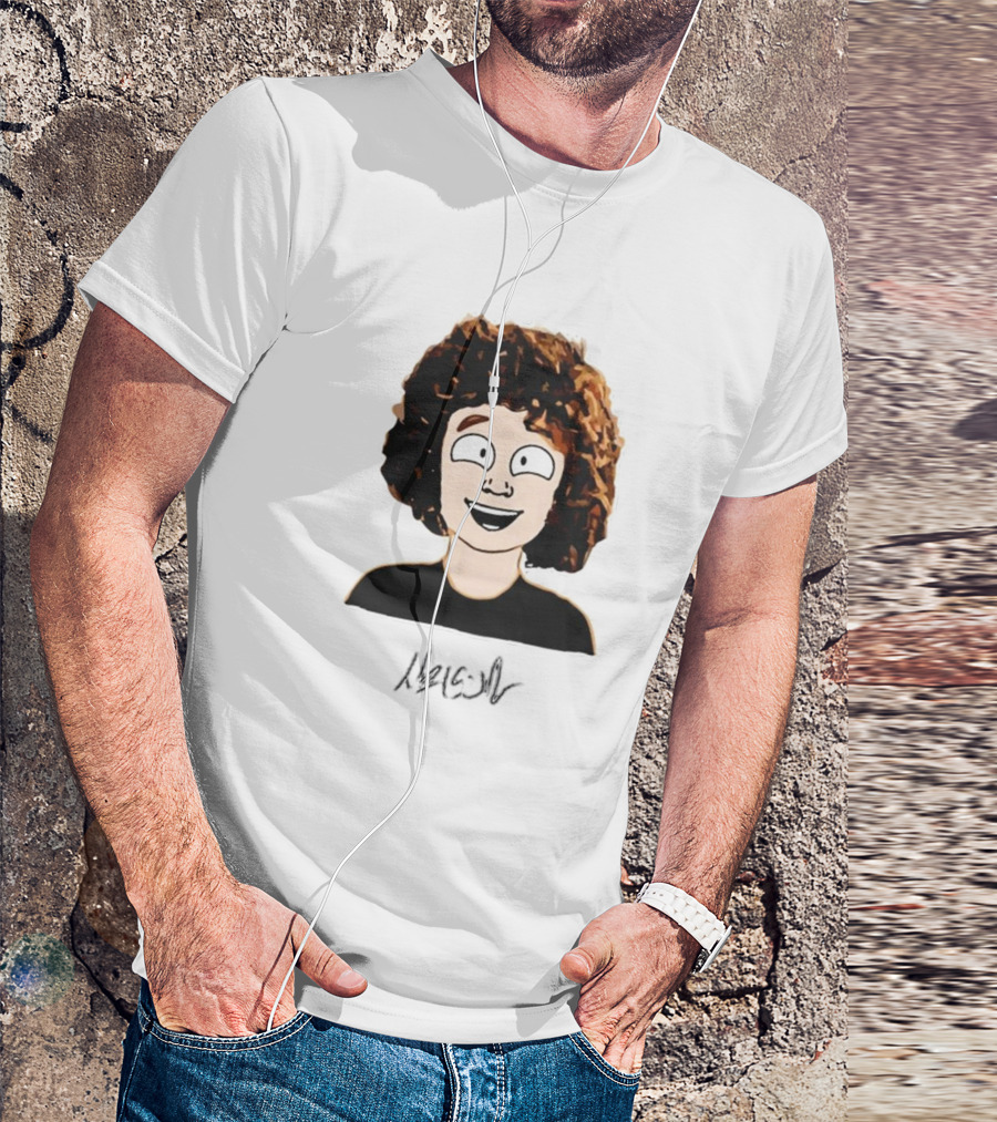 Nelson Neumann Cartoon Signature Smiling Curly-Haired Character T-Shirt
