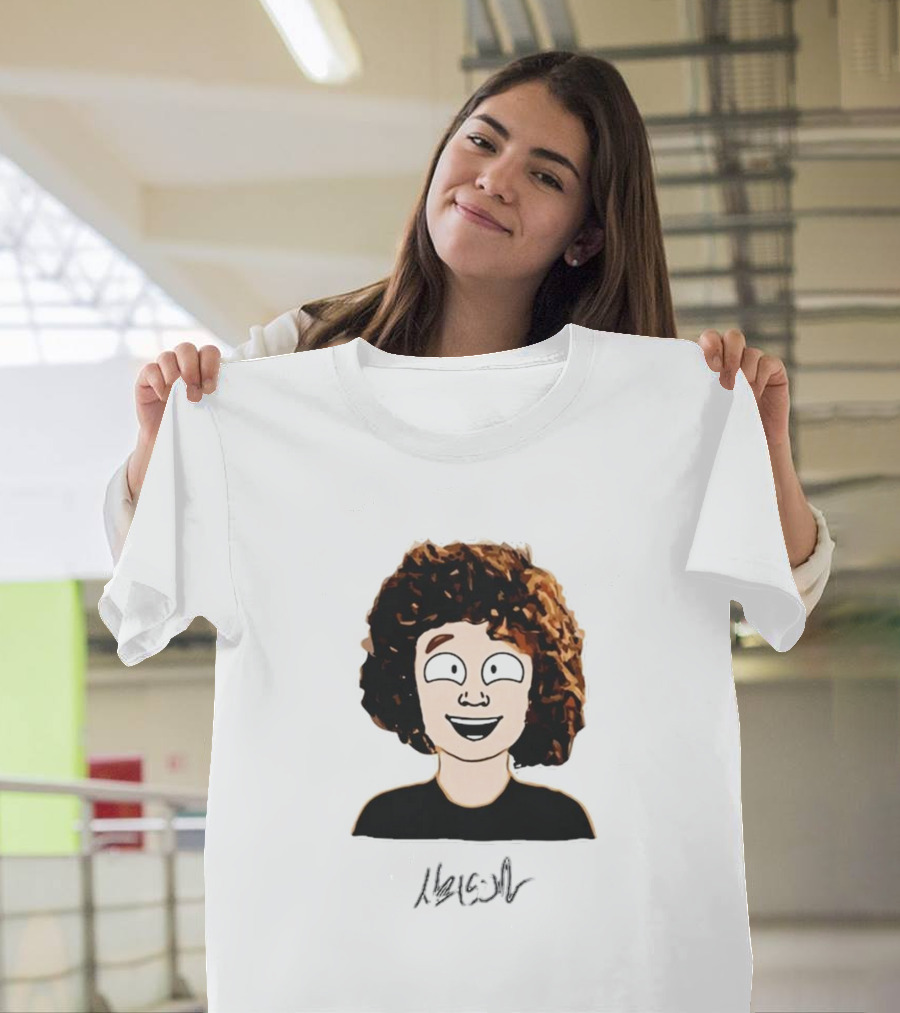 Nelson Neumann Cartoon Signature Smiling Curly-Haired Character T-Shirt