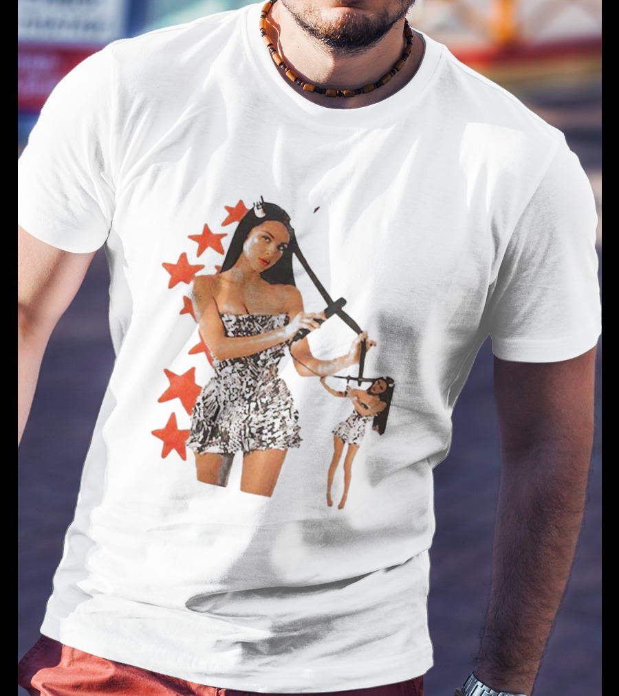 Olivia Rodrigo Black And White Star Dress With Red Stars Motif T-Shirt