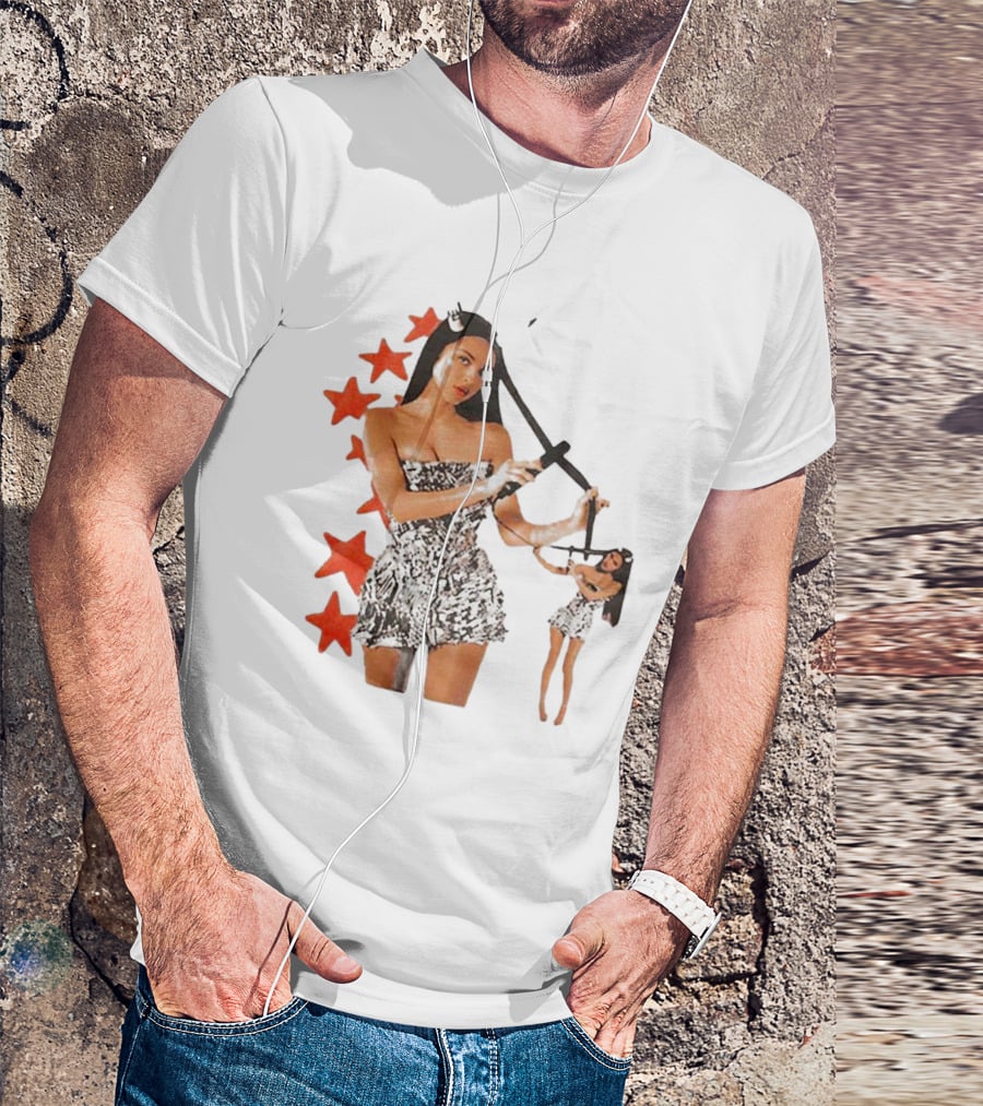 Olivia Rodrigo Black And White Star Dress With Red Stars Motif T-Shirt