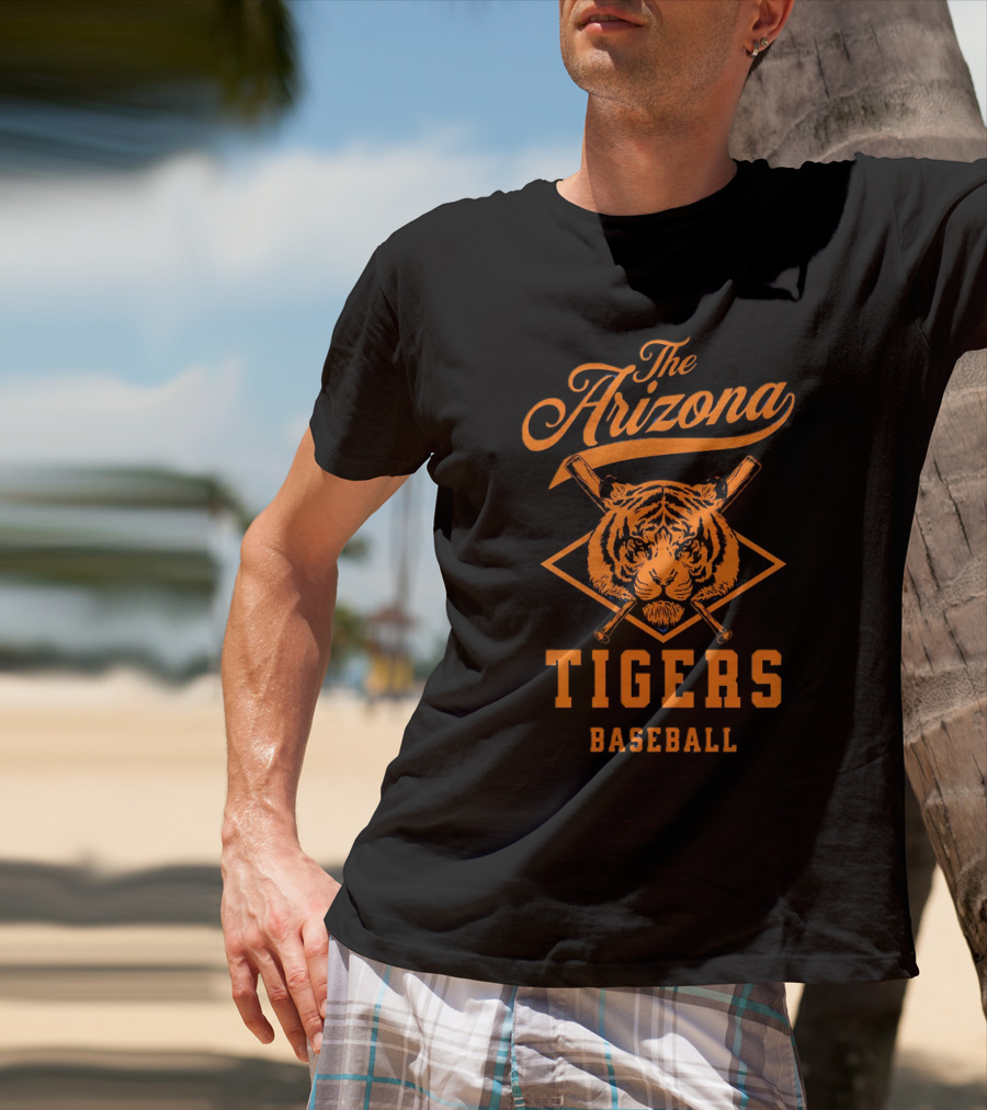 The Arizona Tigers Baseball Team Logo With Crossed Bats And Tiger Head T-Shirt