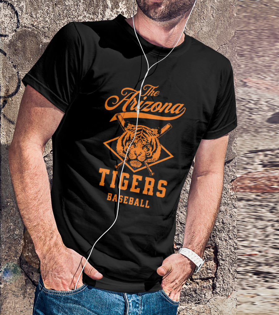 The Arizona Tigers Baseball Team Logo With Crossed Bats And Tiger Head T-Shirt