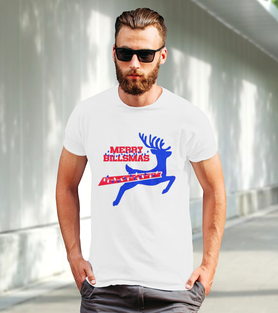 Merry Billsmas Reindeer Xmas Lights Buffalo T-Shirt