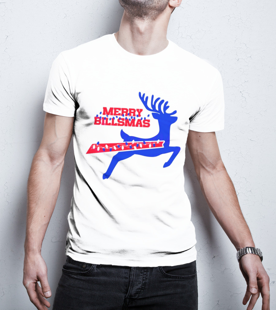 Merry Billsmas Reindeer Xmas Lights Buffalo T-Shirt