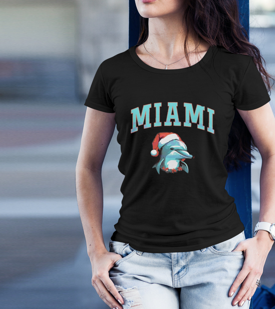 Miami Dolphins Santa Christmas Miami T-Shirt