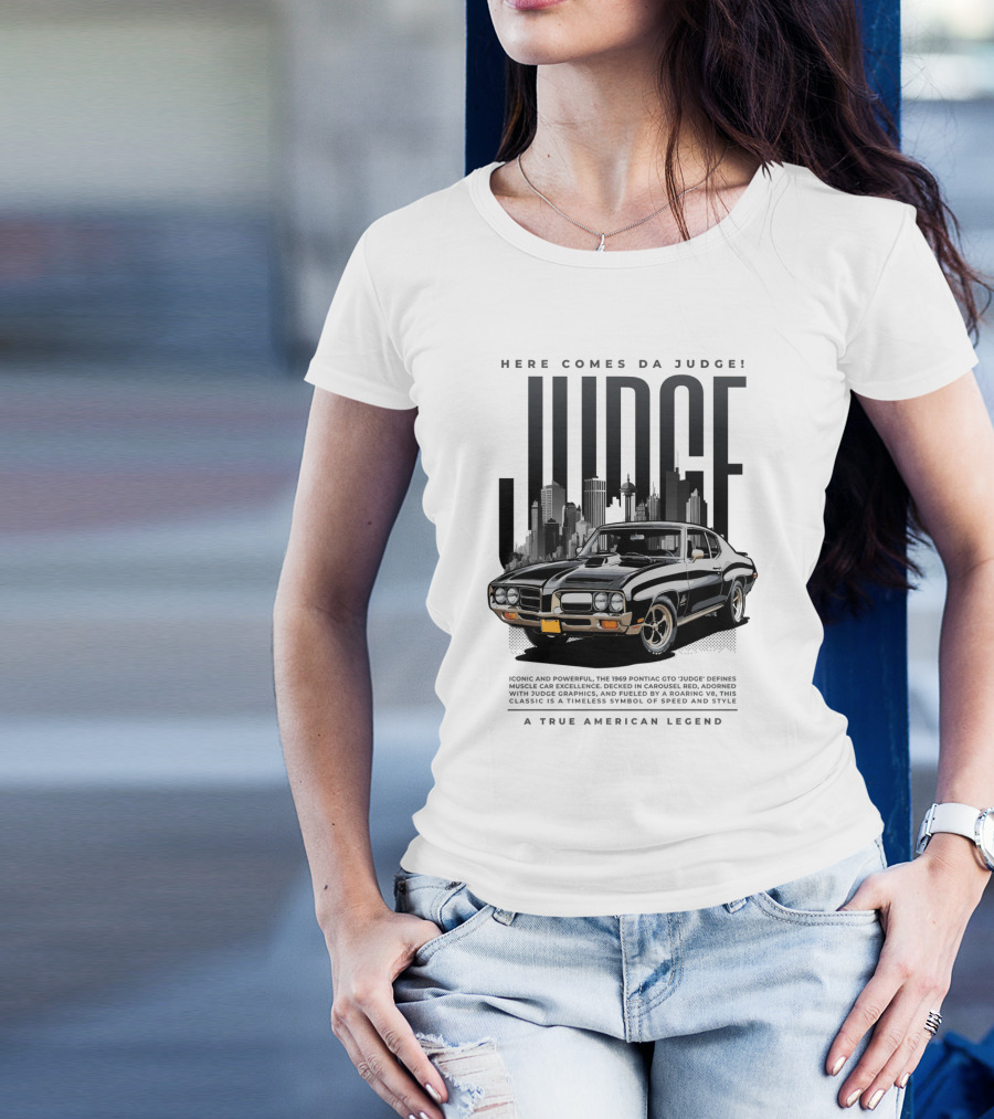 Pontiac Judge Muscle Car Iconic Roaring Classic City Skyline T-Shirt