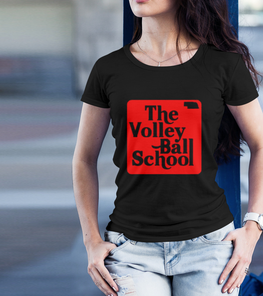 The Volleyball School Nebraska Red Square Text T-Shirt