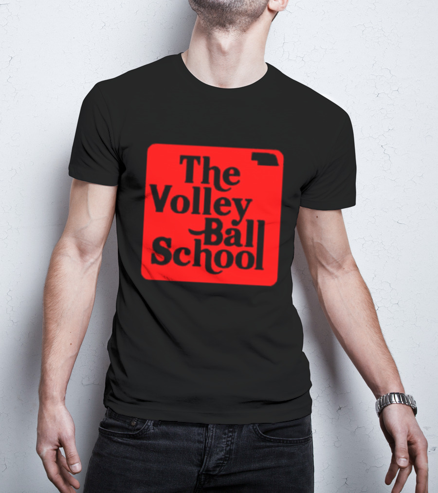The Volleyball School Nebraska Red Square Text T-Shirt